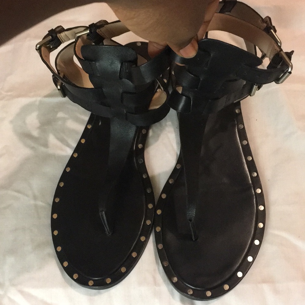 Black Strappy Sandals, Sz 10 | French Connection